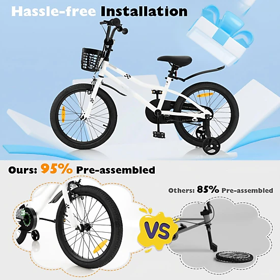 SUGIFT 18-in Kids Bicycle with Hand and Coaster Brakes 99-lb Capacity Ages 4-8 Blue/White/Red/White & Black/Navy