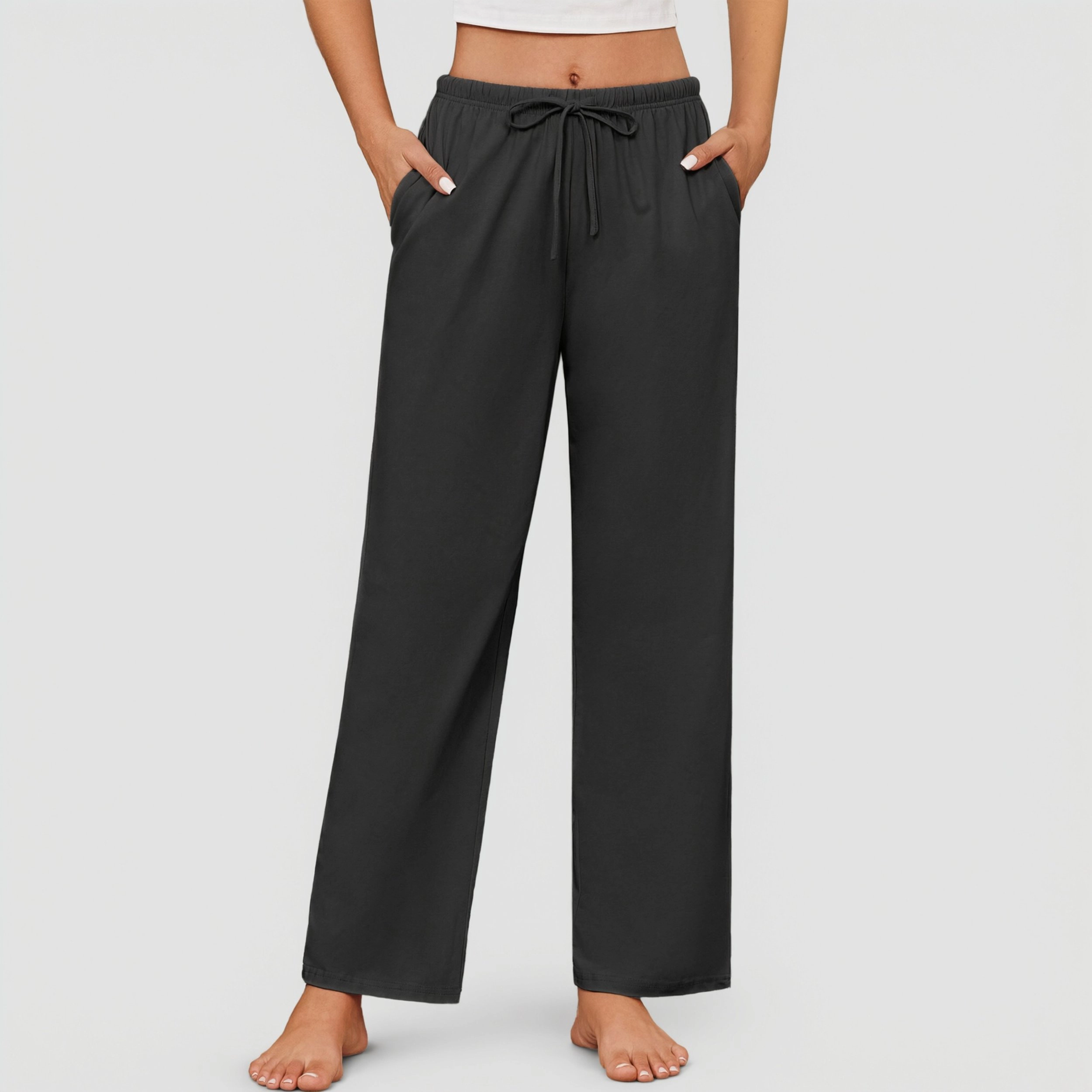 Ekouaer Women's Drawstring Wide Leg Pajama Pants with Pockets