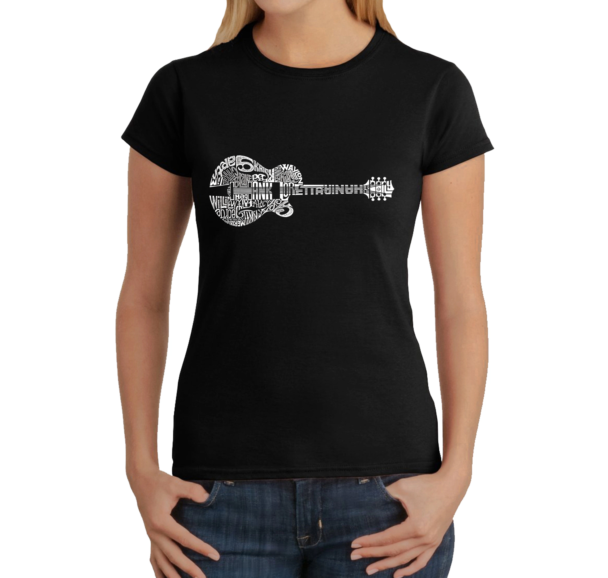 LA Pop Art Women's Word T-Shirt - Country Guitar