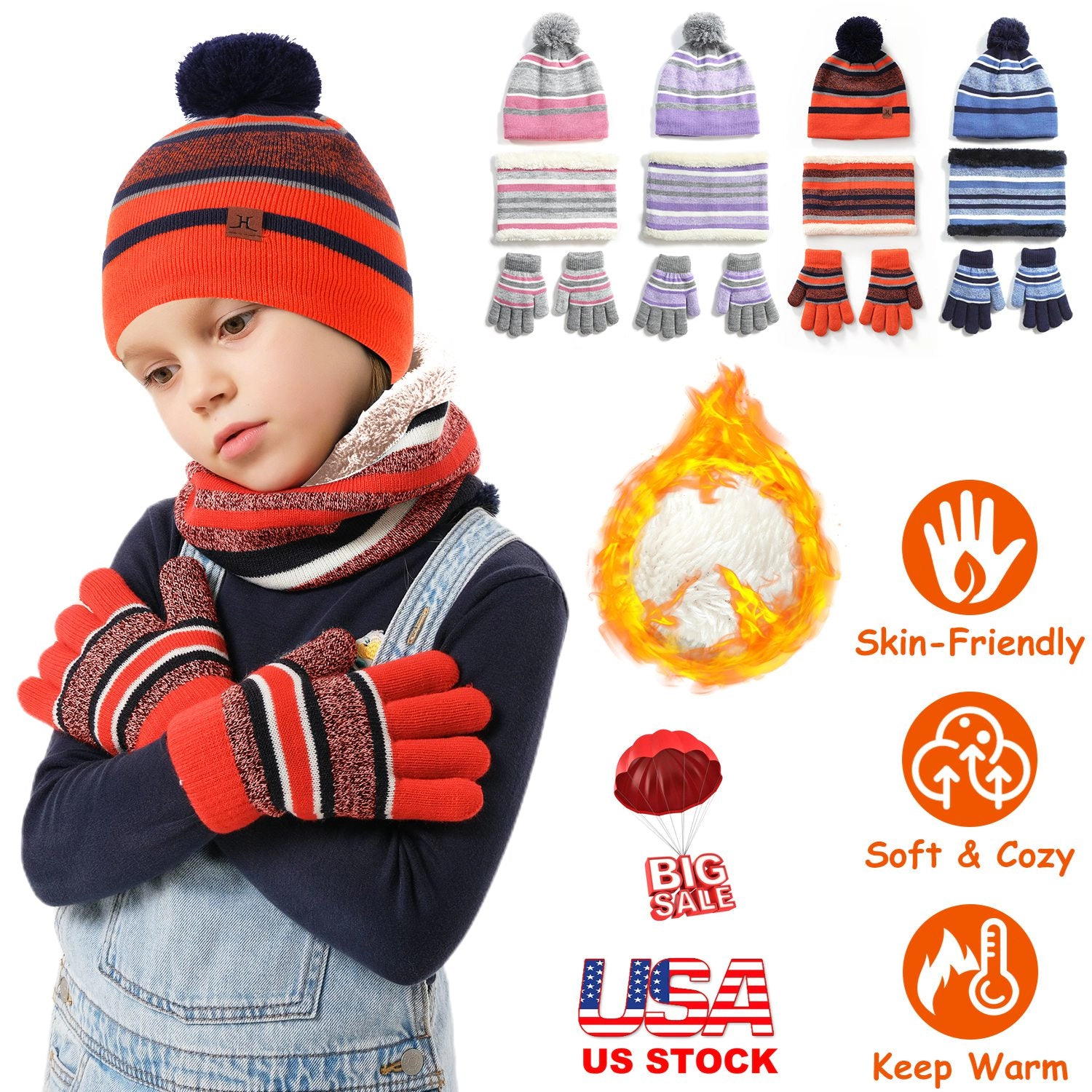 GBruno Fleece-Lined Hat Scarf Gloves Set