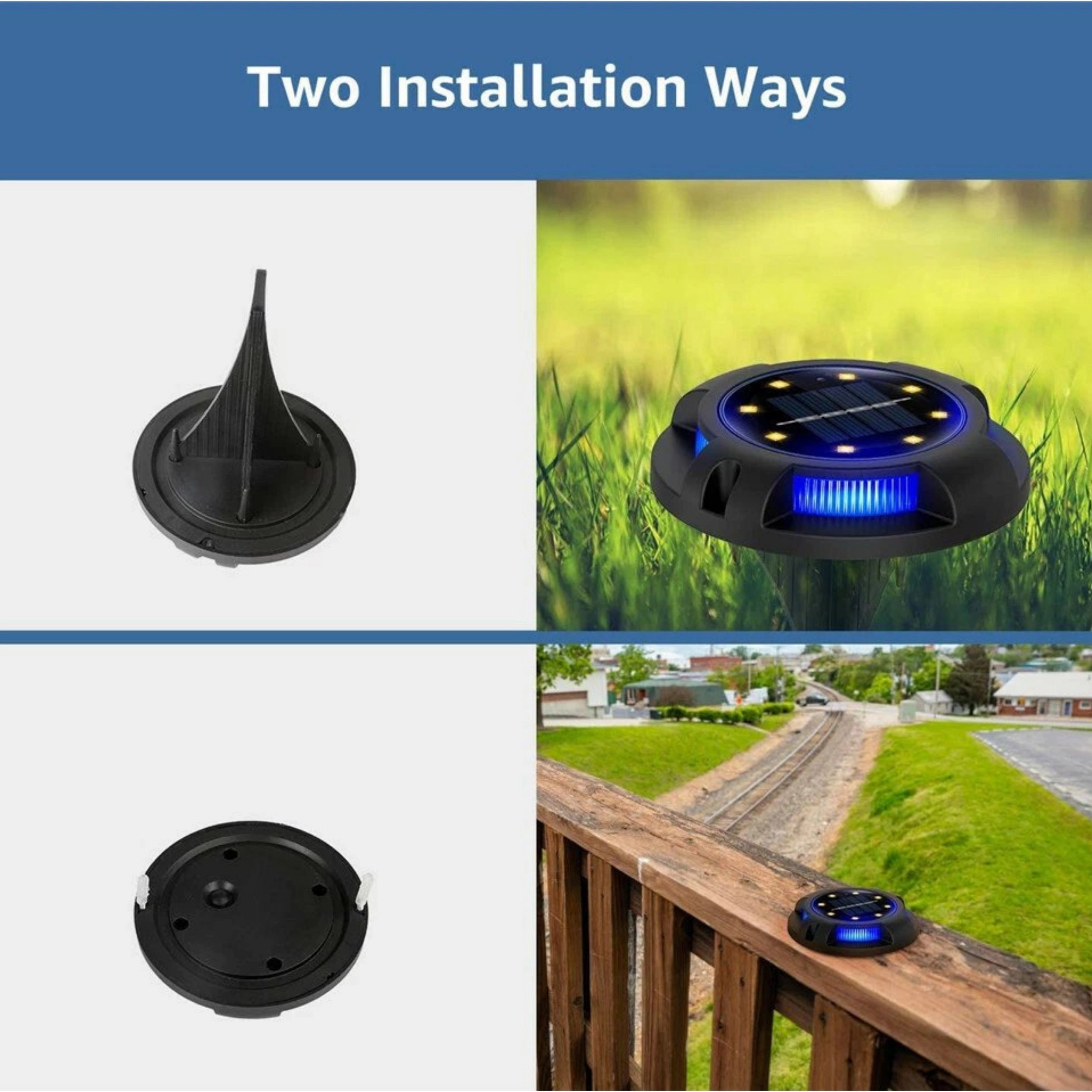 Home Collection 12 LED Solar Outdoor Ground Disk Lights 4 Pack