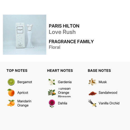 Paris Hilton Love Rush Eau de Parfum for Women, Romantic Floral Vanilla 1.0 oz Spray