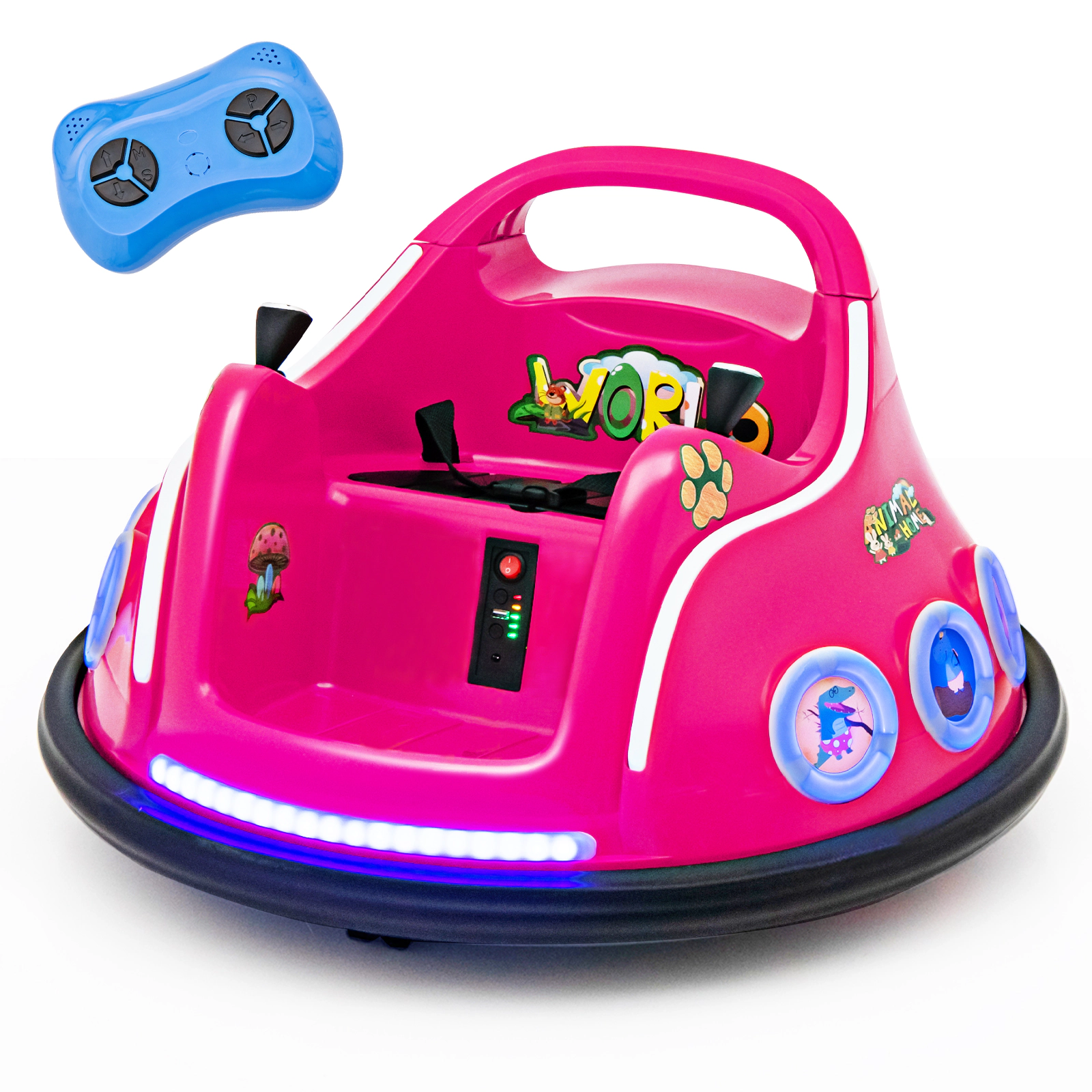 SUGIFT 12V Electric Ride On Car with Remote Control and Flashing LED Lights 66-lb Capacity Ages 37-96 Months Pink