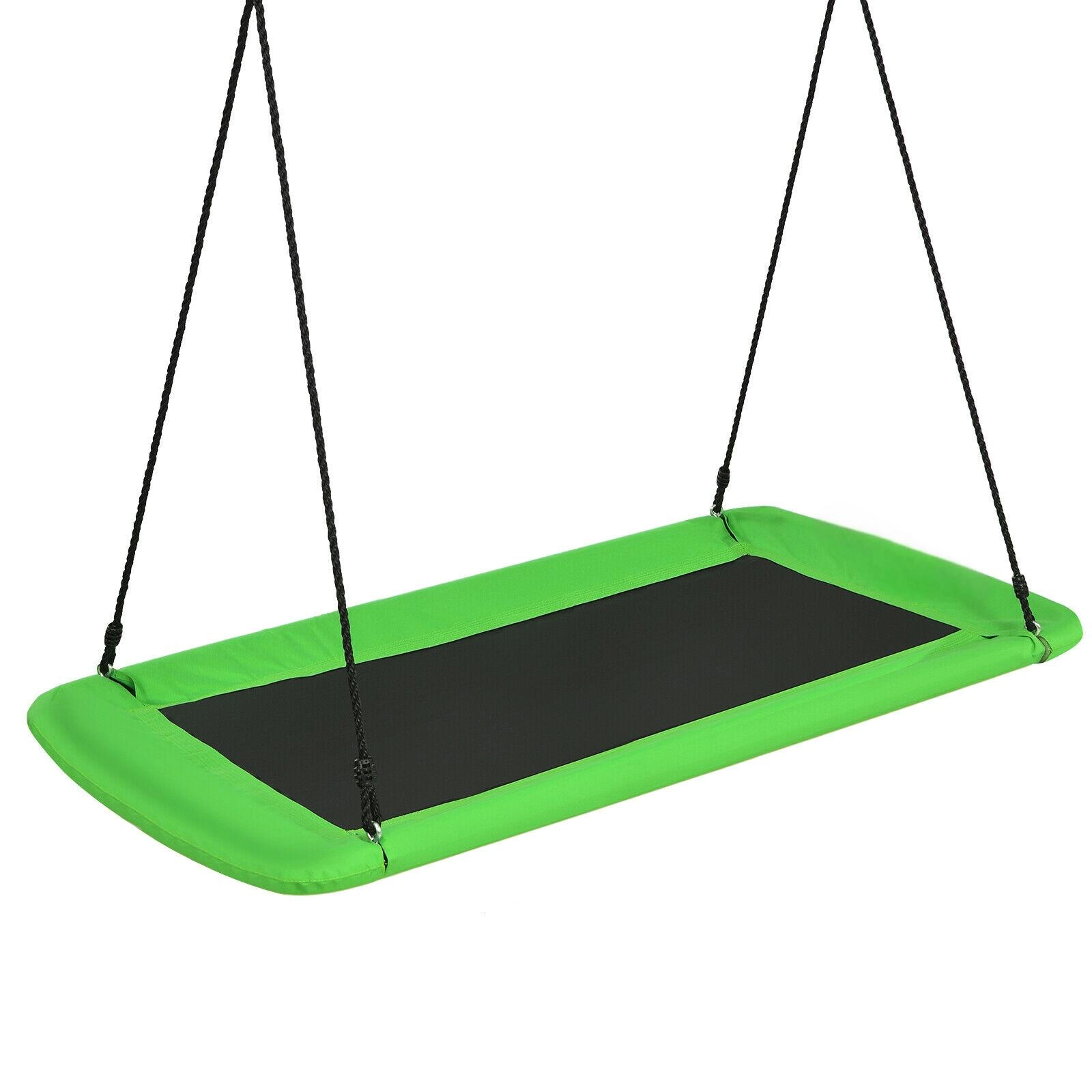 SUGIFT Kids Green Platform Tree Swing with 2 Hanging Straps 60-in W 32-in D 40-in to 71-in H 700-lb Swing Capacity
