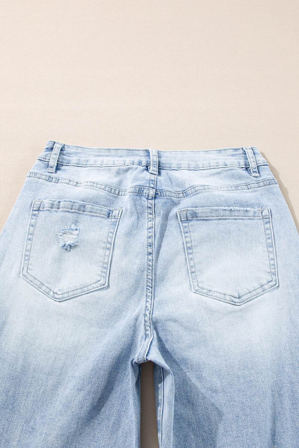 Threaded Pear Women's Saige Wash Distressed Straight Jeans