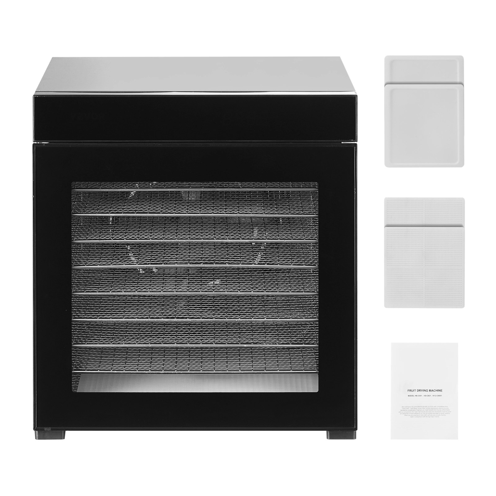 HONGGE Food Dehydrator Machine, Stainless Steel Trays, Electric Dryer with Adjustable Temperature & 24-Hour Timer