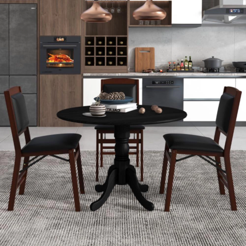 Hivvago Round Dining Table Crafted Wood with Trestle Support