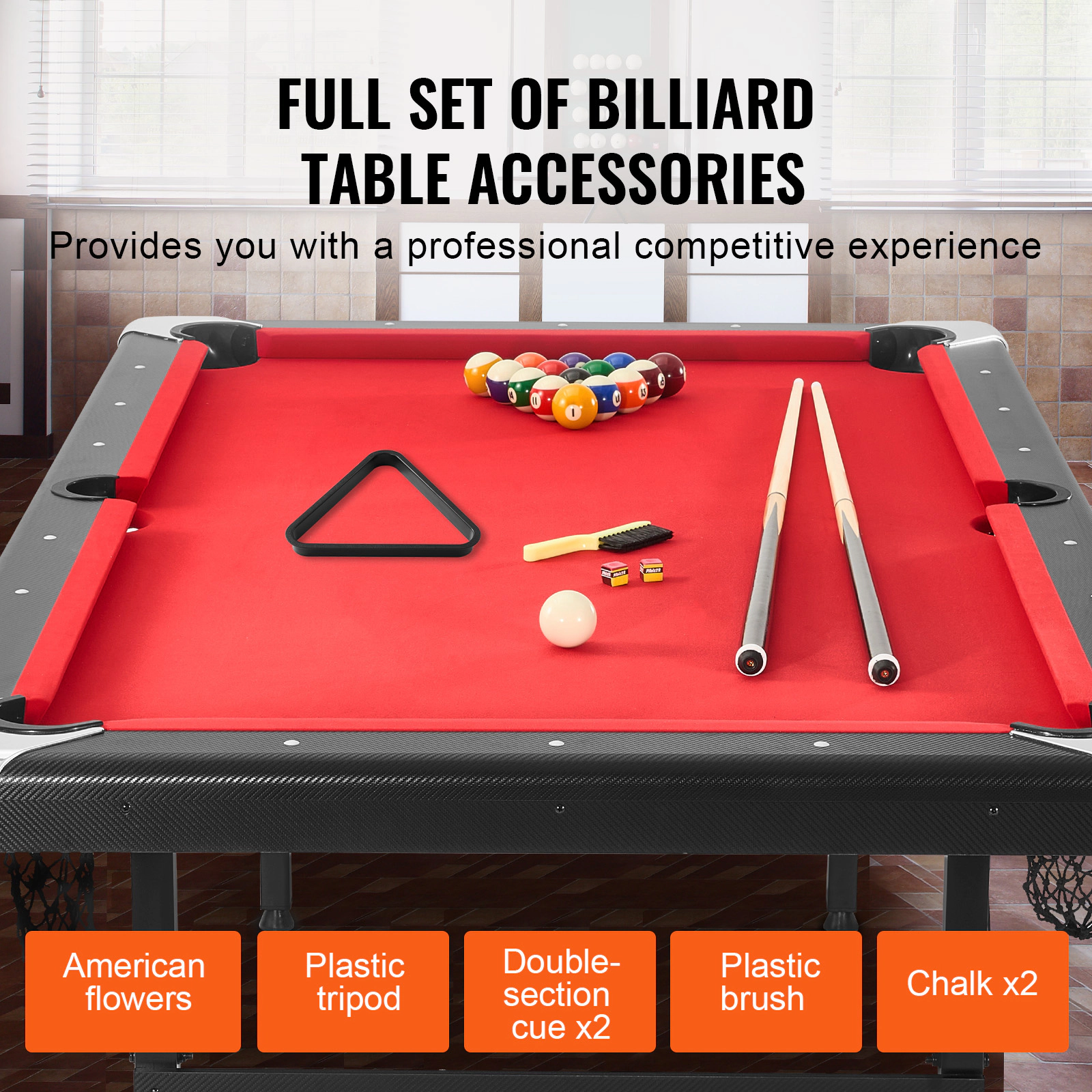 HONGGE Pool Table Portable Billiards Foldable Space-Saving Game Set Includes Brush with Cloth for Family Room
