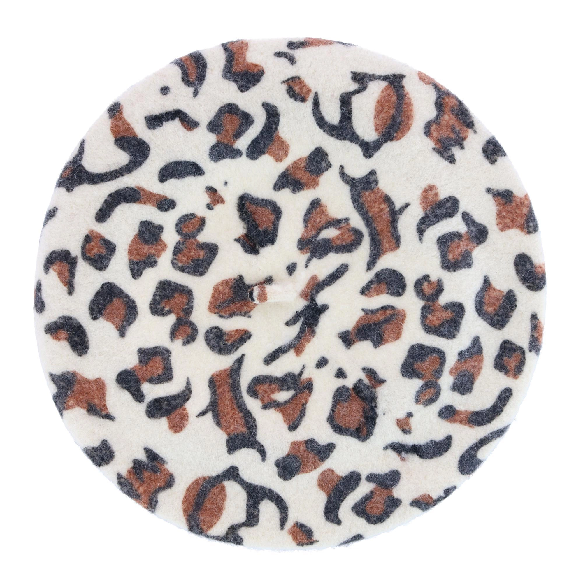 Angela & William Women's French Leopard Print Wool Beret Hat