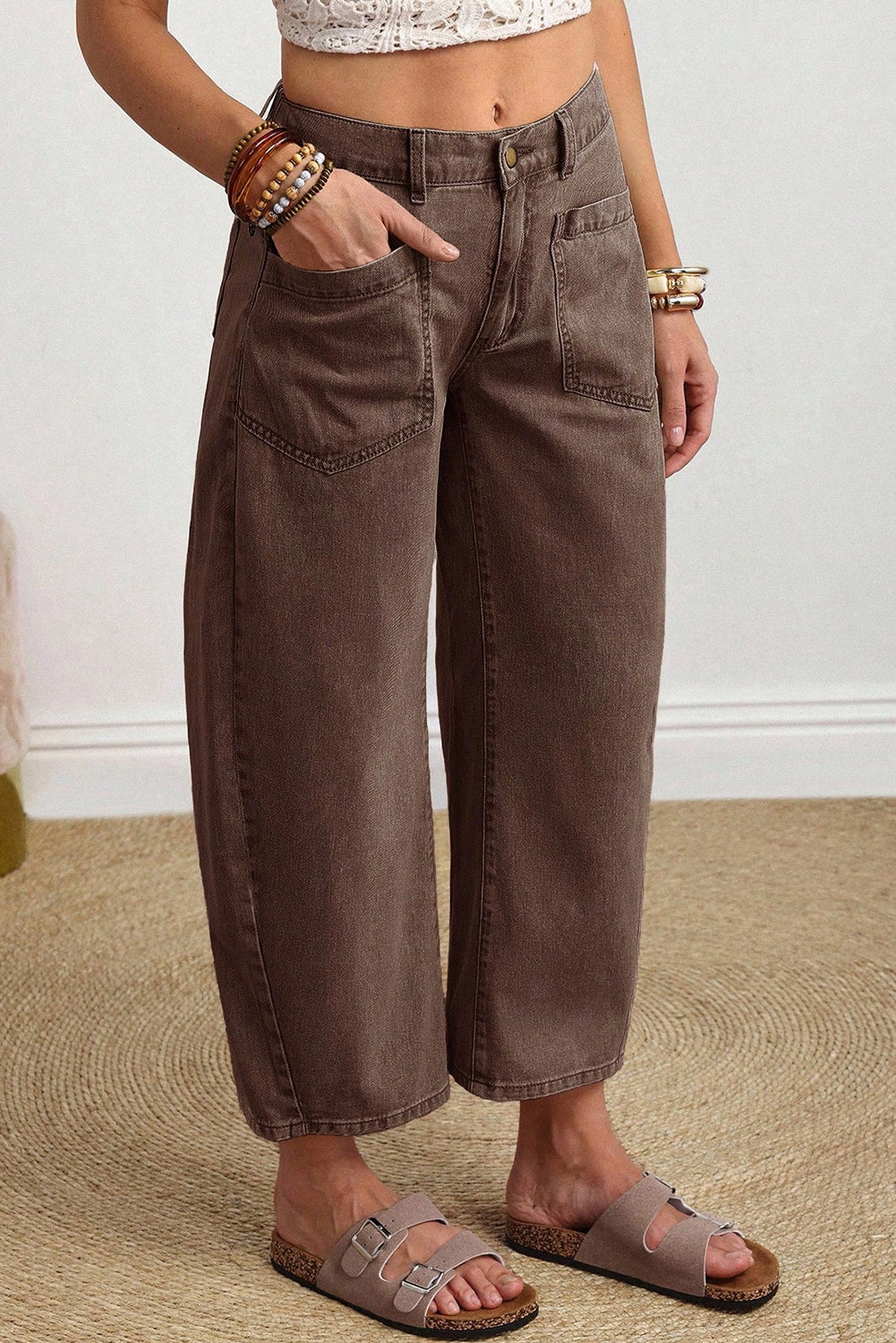 Threaded Pear Rhea ankle Length Barrel Jeans