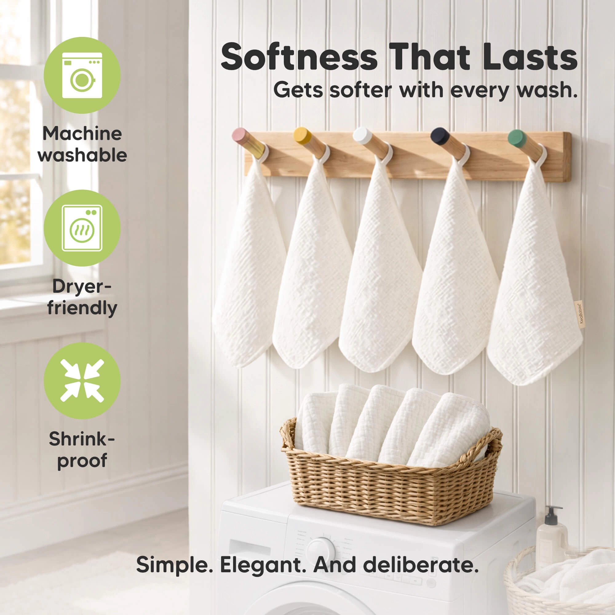 KeaBabies Lyra Muslin Baby Washcloths