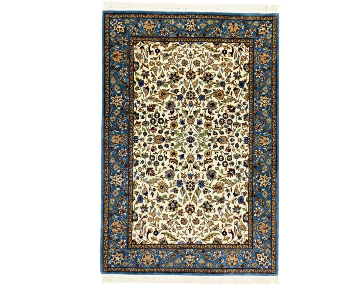 Magic Rugs Cream Blue Floral 4X6 Kirman Oriental Rug