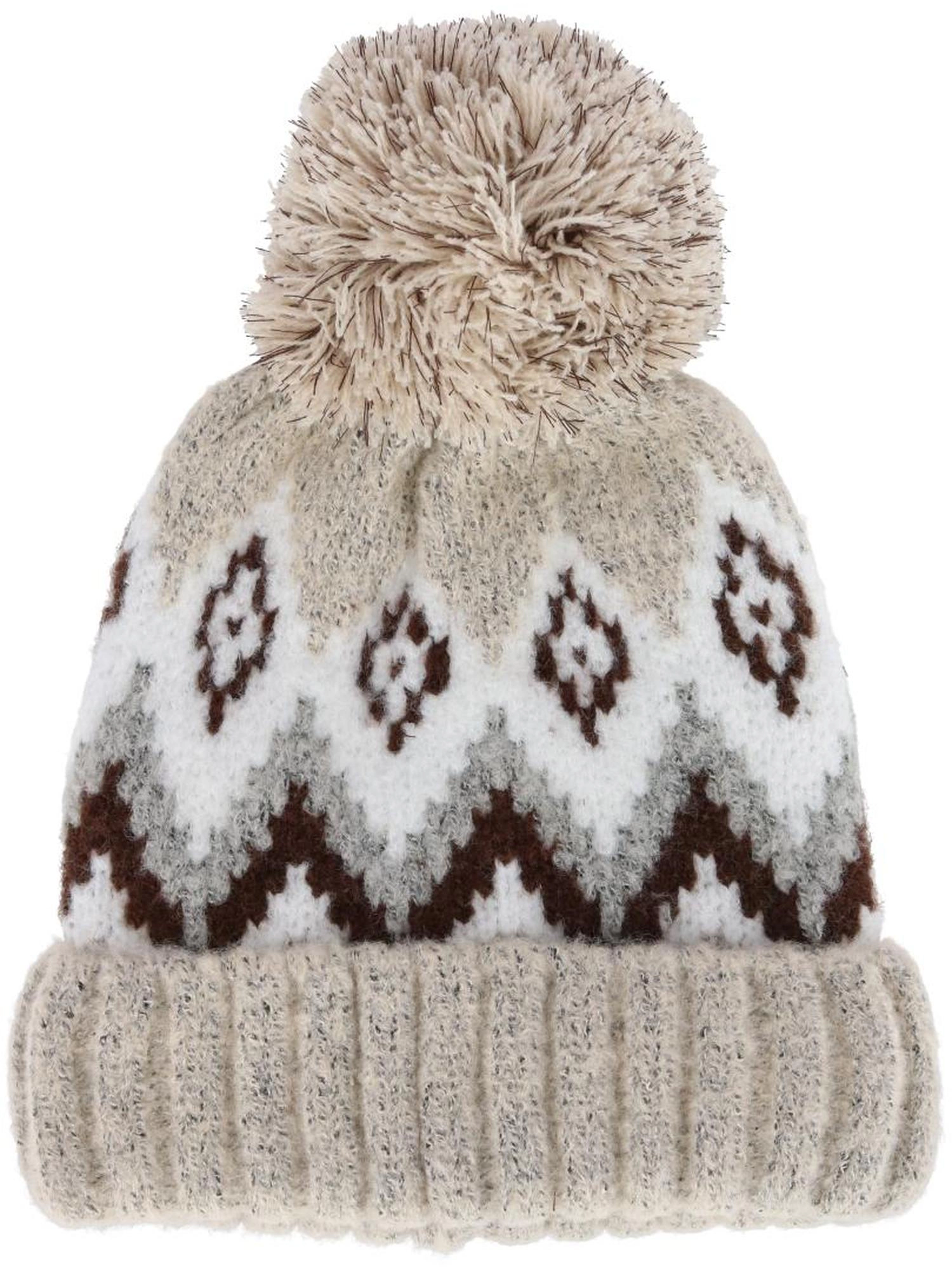 Grand Sierra Women's Winter Pattern Boucle Beanie Pom Hat