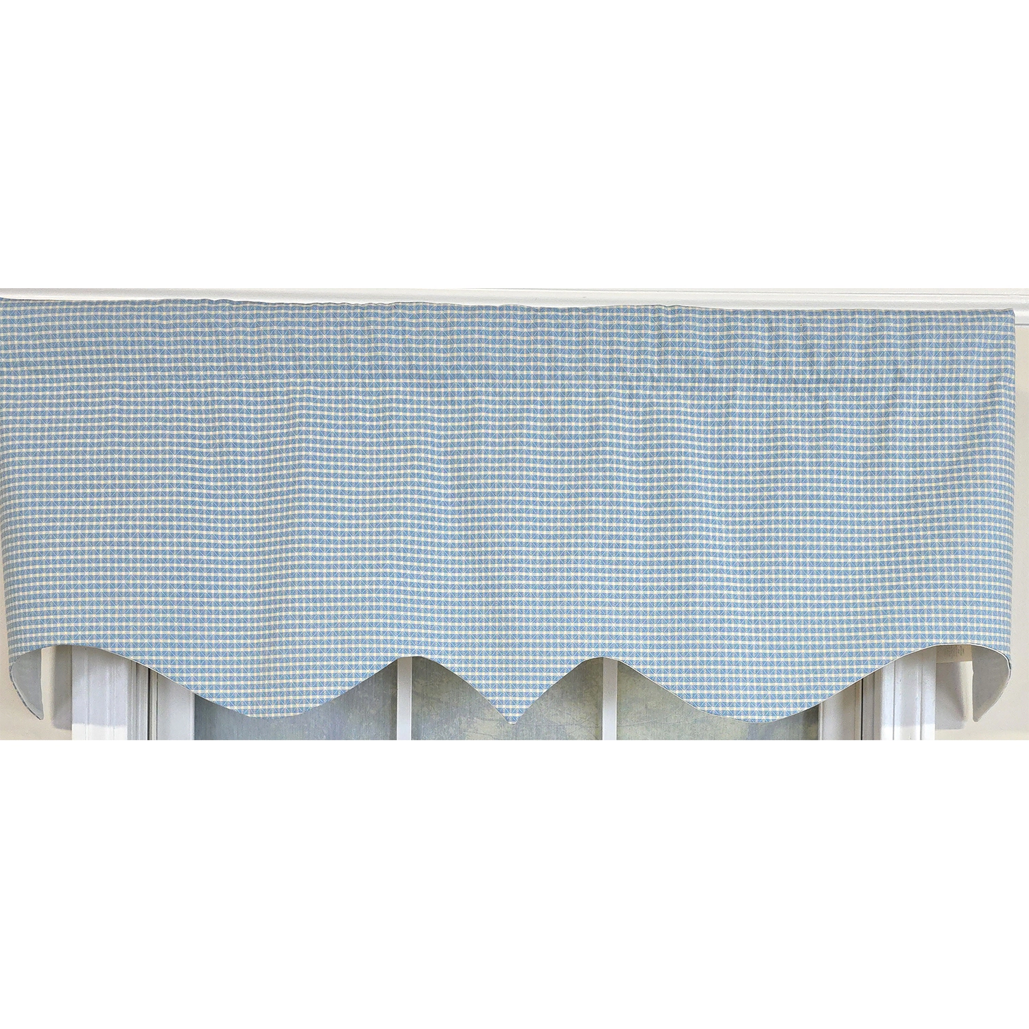 RLF Home 100% Cotton Shepherd Check Regal  Fully lined Windows Rod Pocket Valance 50" x 17"  Blue