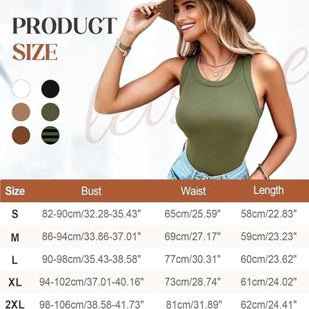 Women Built-in Tank Tops Sleeveless Casual Shirts Racerback Ribbed Fitted