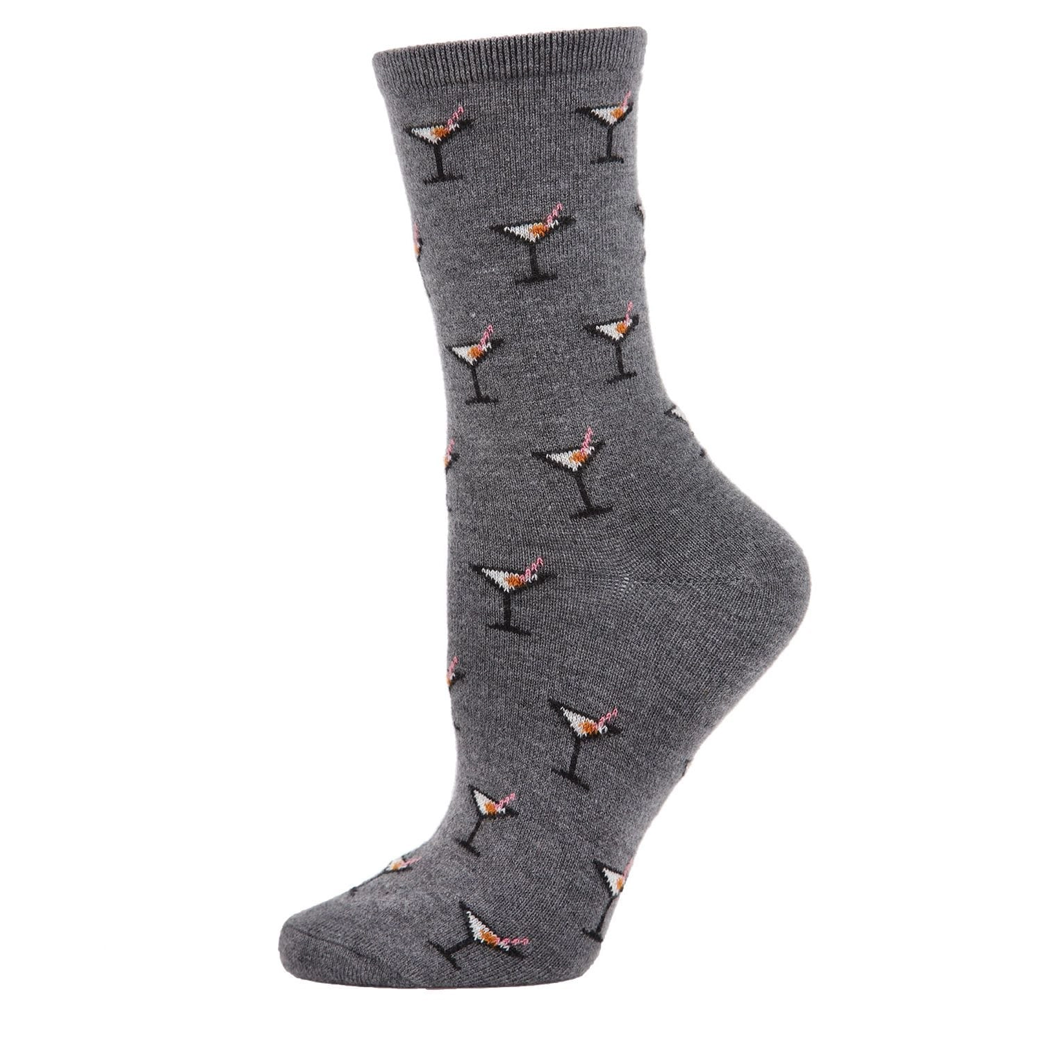 MeMoi Women's Soft Martini Cocktails Cashmere Blend Crew Socks