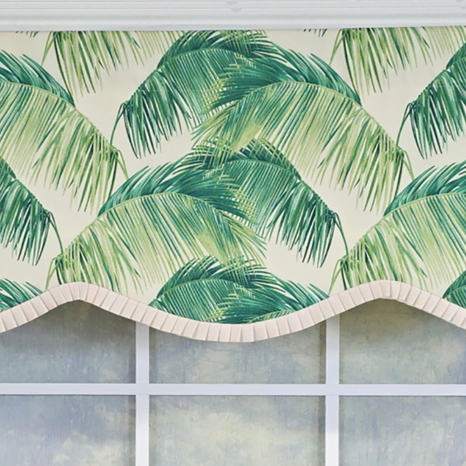 RLF Home 100% Cotton Tortola Provance  Fully lined Windows Rod Pocket Valance 50" x 15"  Green