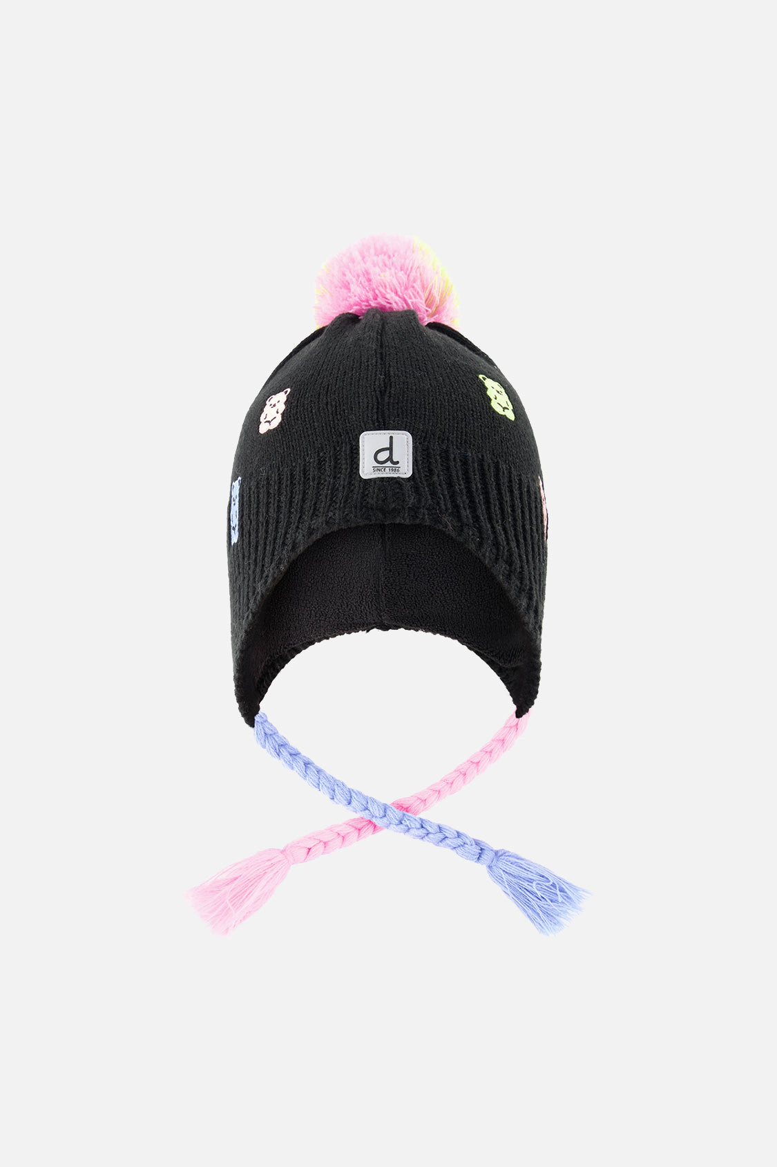 Deux par Girls Gummy Bear Motif Winter Peruvian Knit Hat with Pompom