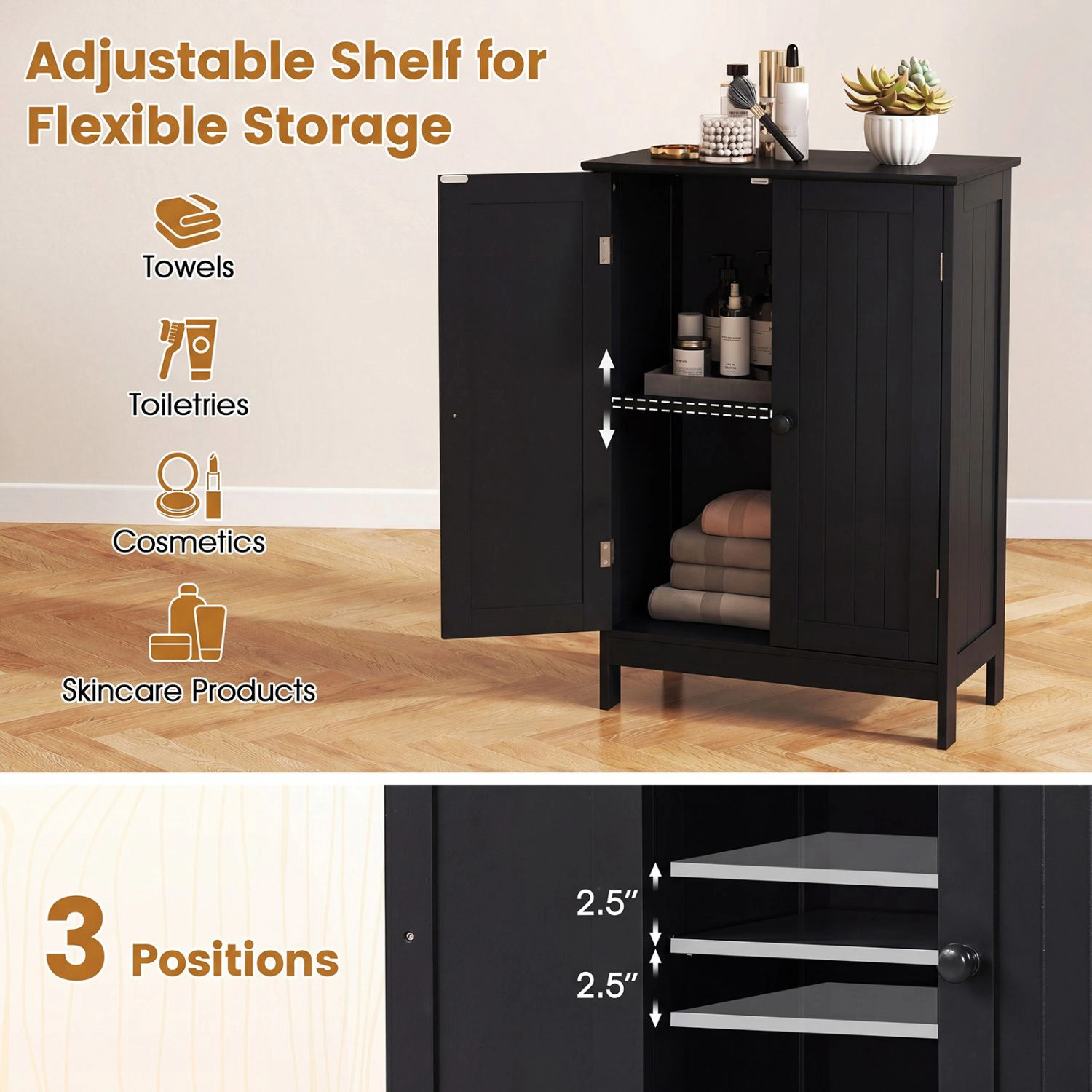 Slickblue Bathroom Storage Cabinet with Adjustable Shelf