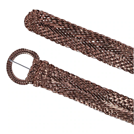 CTM® Women's Braided Wide Belt with Matching Buckle Adjustable Woven