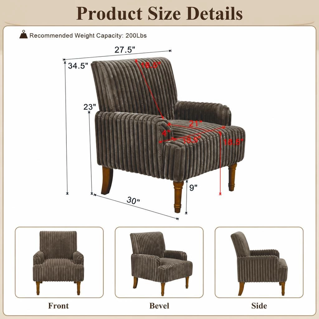 GOODSILO Upholstered Accent Chair with Solid Wood Base