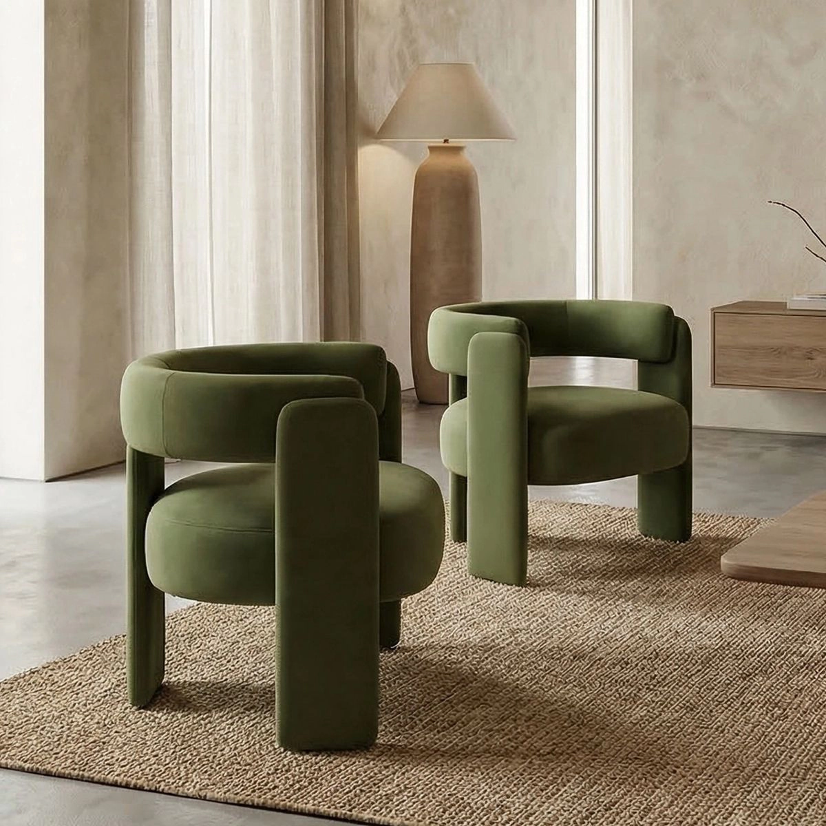 Envelor Modern Velvet Wingback Accent Armchair