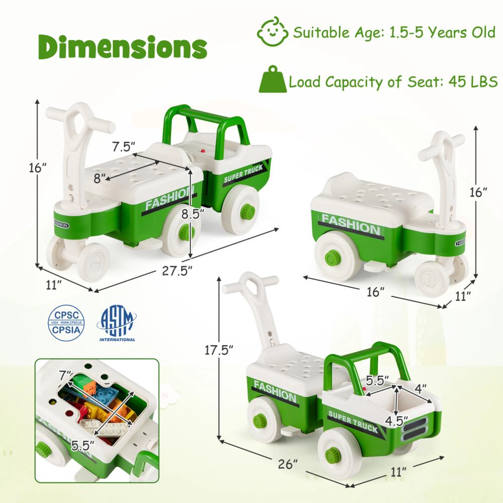 Hivvago 4 1 Ride on Push Car with Music and Under-Seat Storage for Boys Girls