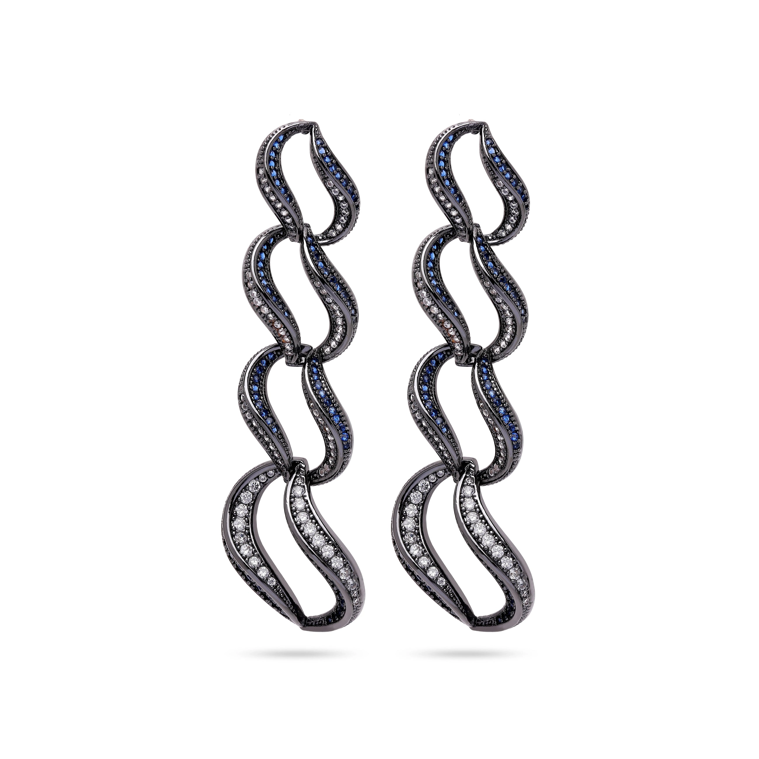 AGP PARIS Womens Dark Blue Curvy Loop Drop Earrings