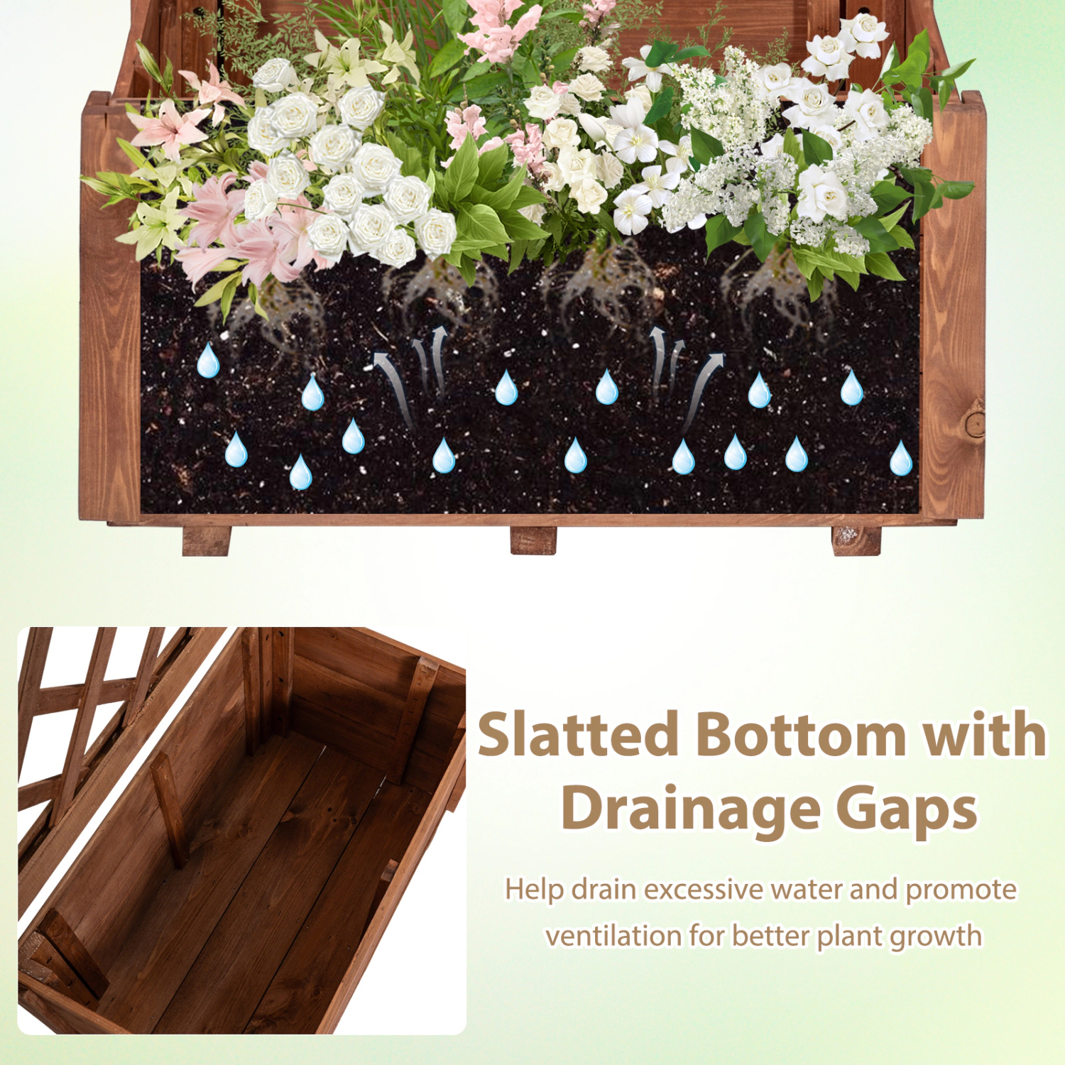 SlickBlue Orange 23 Inch Elevated Garden Bed with Climbing Lattice Trellis