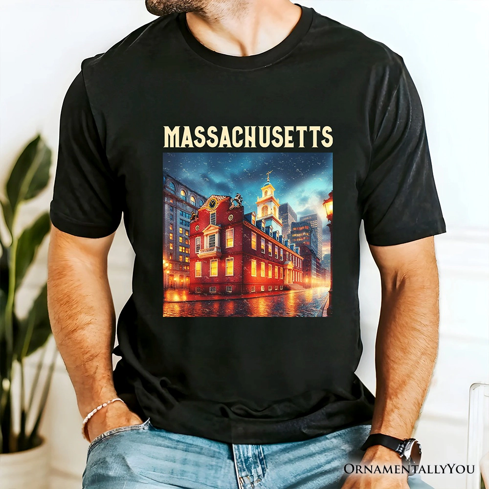 OrnamentallyYou Unisex Classic Massachusetts Old State House Colonial Landmark T-Shirt