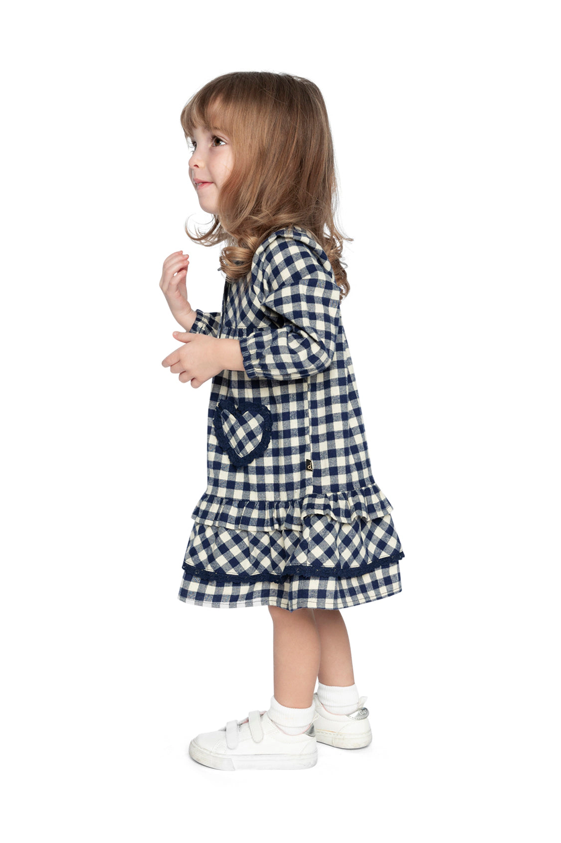 Deux par Girls Frilled Gingham Print Shirt Dress