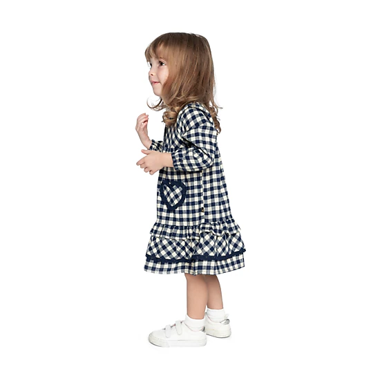 Deux par Deux Girls Frilled Gingham Print Shirt Dress