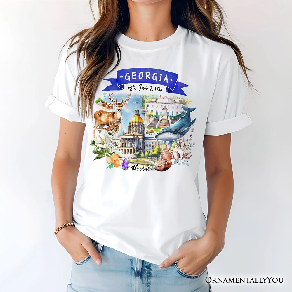 OrnamentallyYou Unisex Artistic Georgia State Themes And Landmarks T-Shirt
