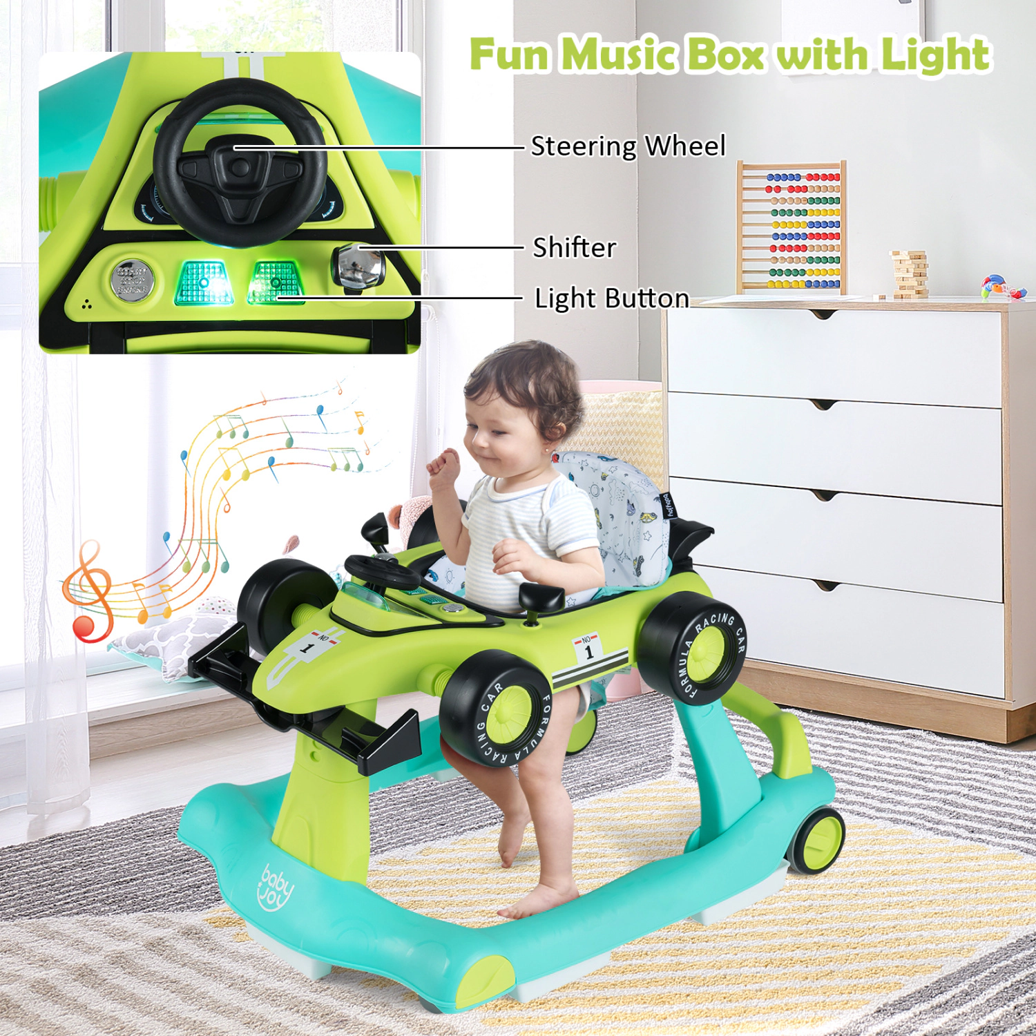 SlickBlue 4-in-1 Baby Walker Activity Center with Adjustable Height