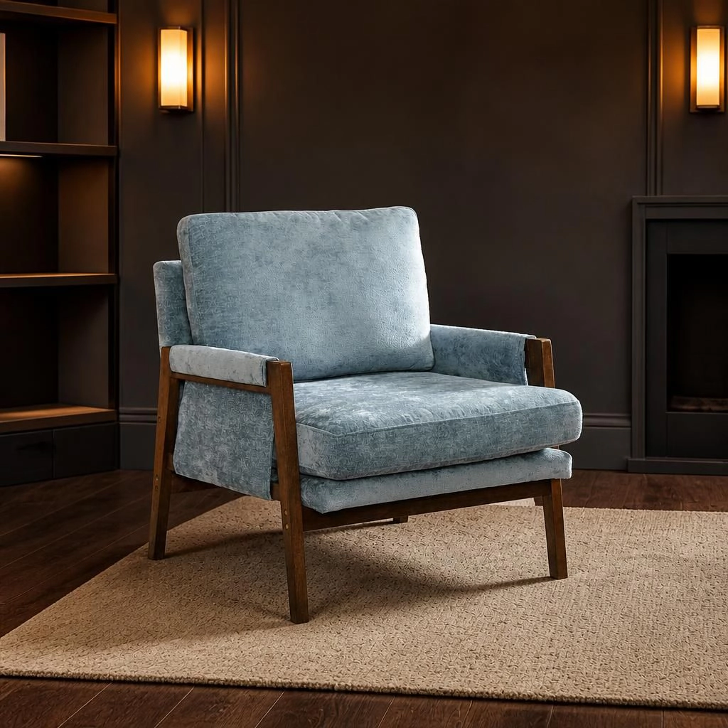 GOODSILO Modern Upholstered Velvet Accent Chair Comfortable Single Seating