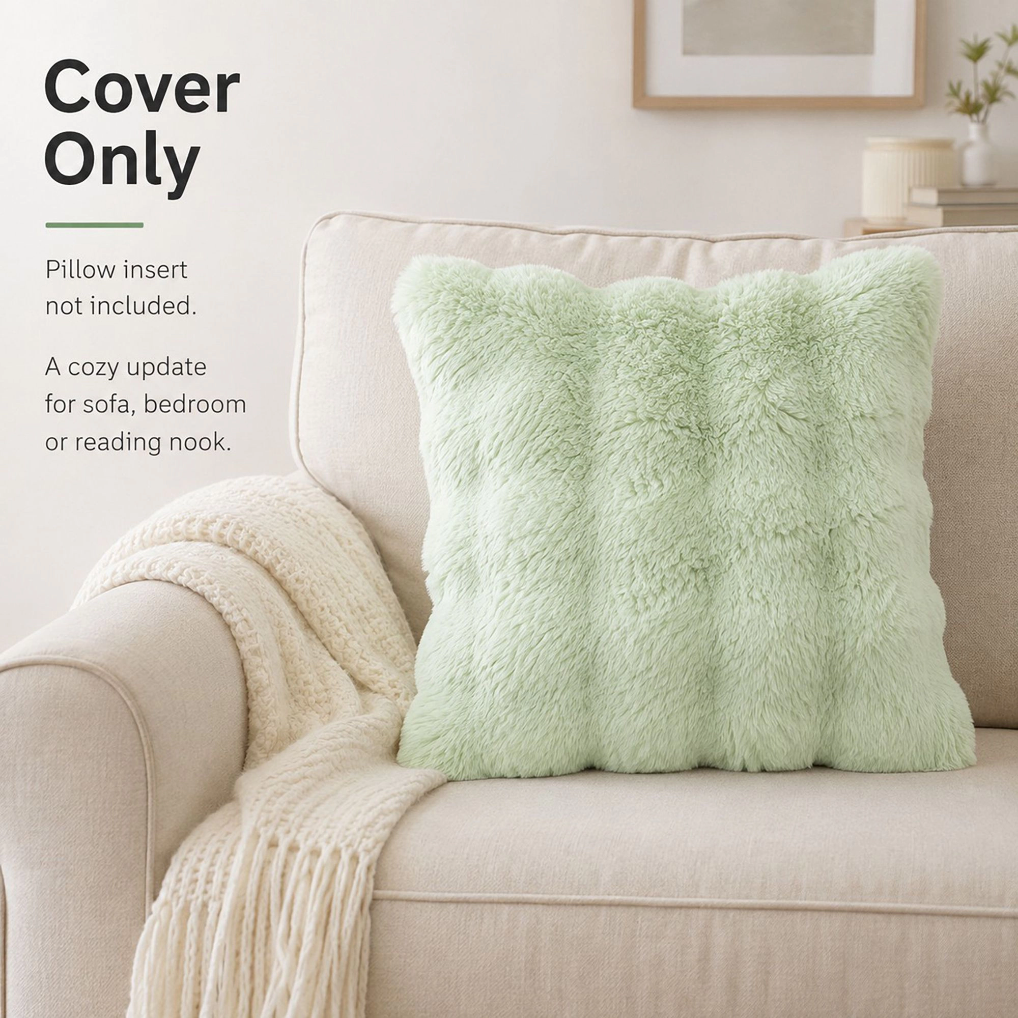 Alilang Unisex Plush Shaggy Decorative Throw Pillow Cover Soft Accent Cushion for Sofa Bed