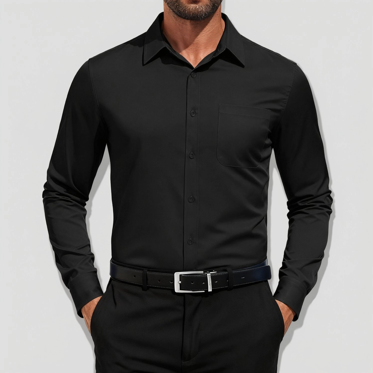 COOFANDY Mens Long Sleeve Dress Shirt Button Down Collar Chest Pocket Work