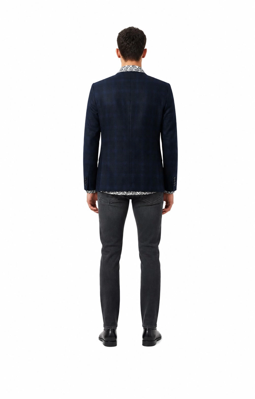 Elie Balleh Men's Slim Fit Plaid Single Breasted Blazer