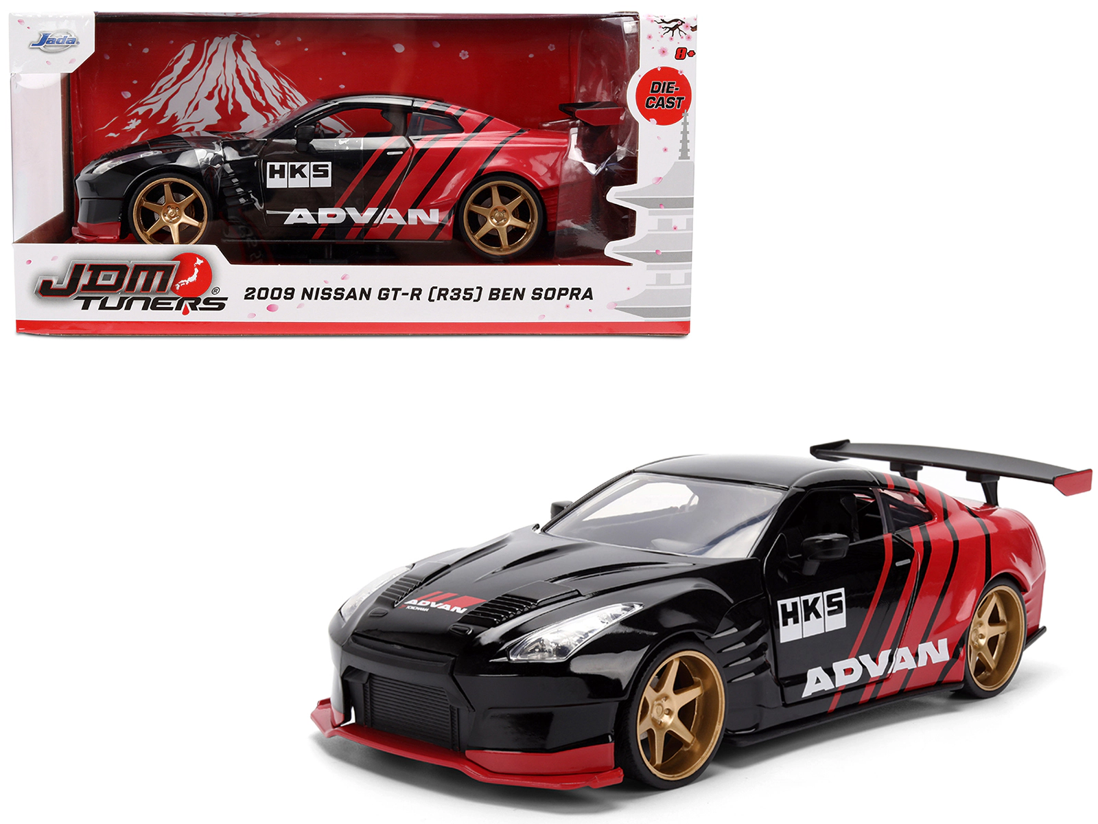 Jada 2009 Nissan GT-R (R35) Ben Sopra "Advan" Black and Red "JDM Tuners" Series 1/24 Diecast Model Car by Jada