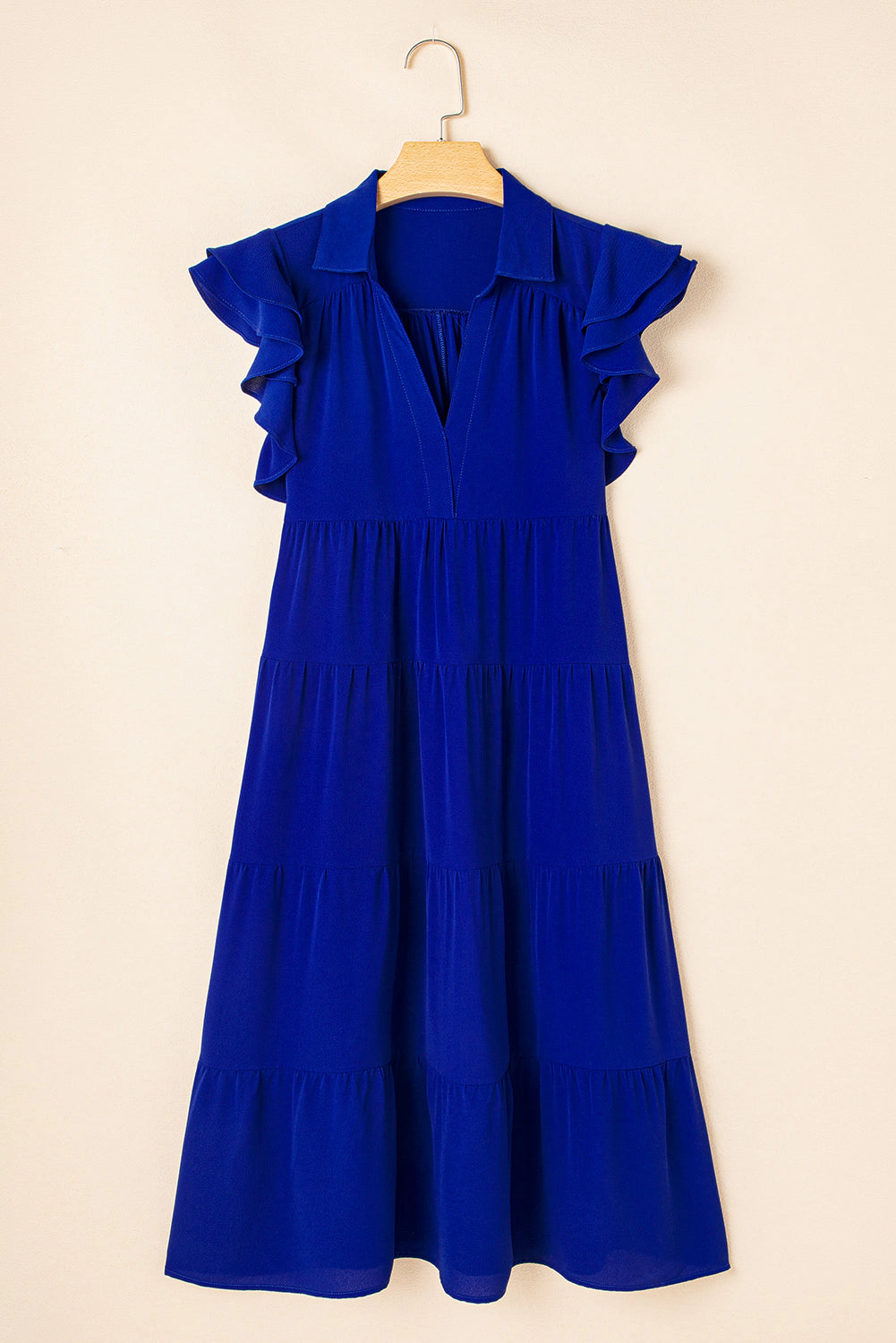 Threaded Pear Women's Zelda Collared Tiered Midi Dress