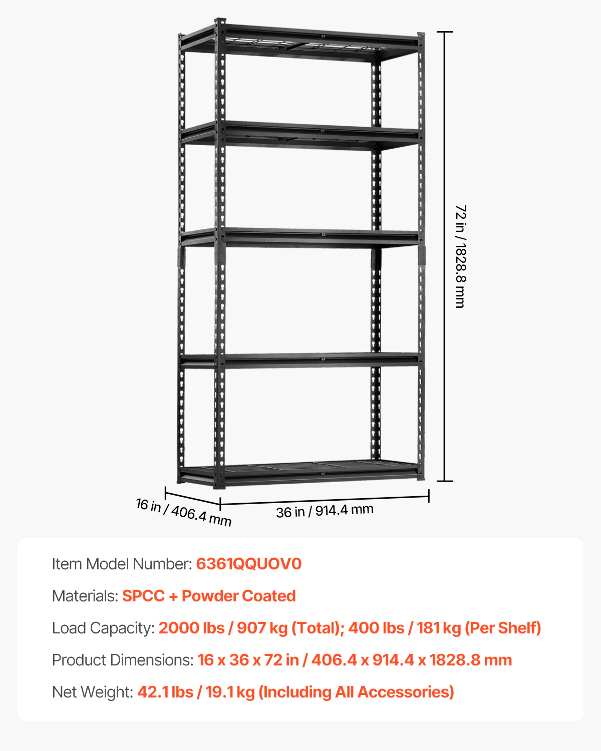 HONGGE Storage Shelves Heavy Duty Garage Shelving Adjustable Metal Shelves for Industrial Shelving Unit Utility Shelf