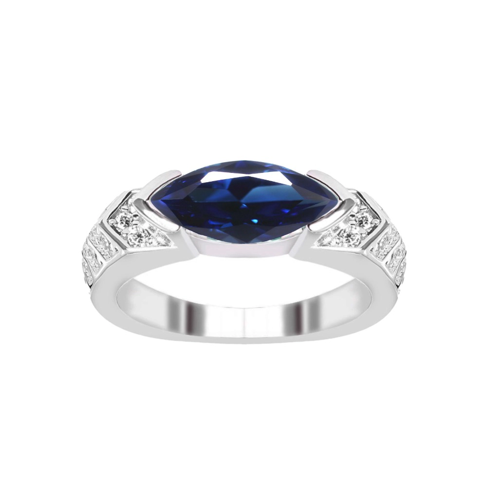 Wardrobe Whimsy Marquise Cut Multi‑Color Cubic Zirconia Wide Band Statement Ring