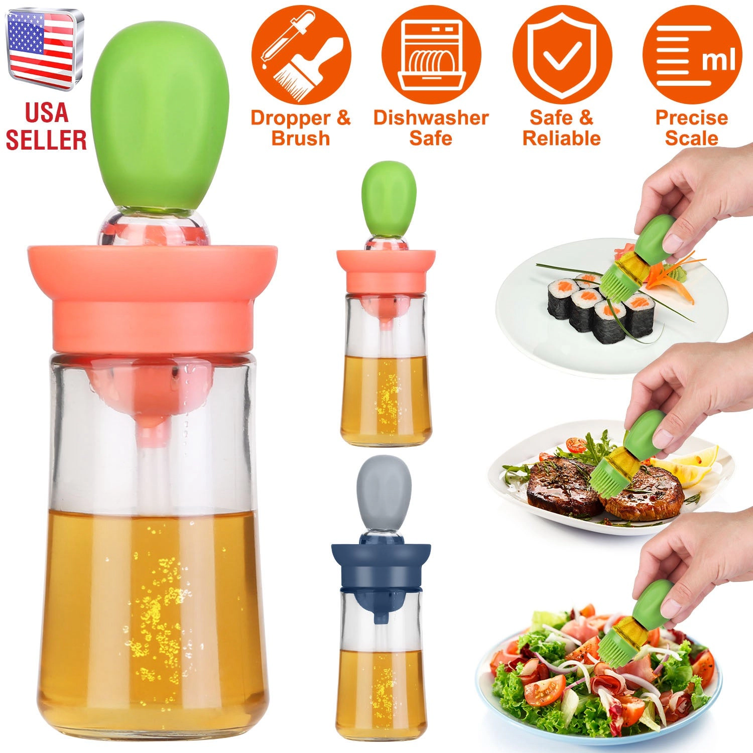 GBruno 2-in-1 Glass Oil Dispenser With Brush