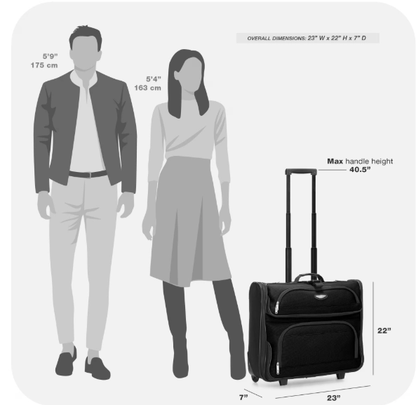 Travel Select Unisex Amsterdam Rolling Garment Bag, Black