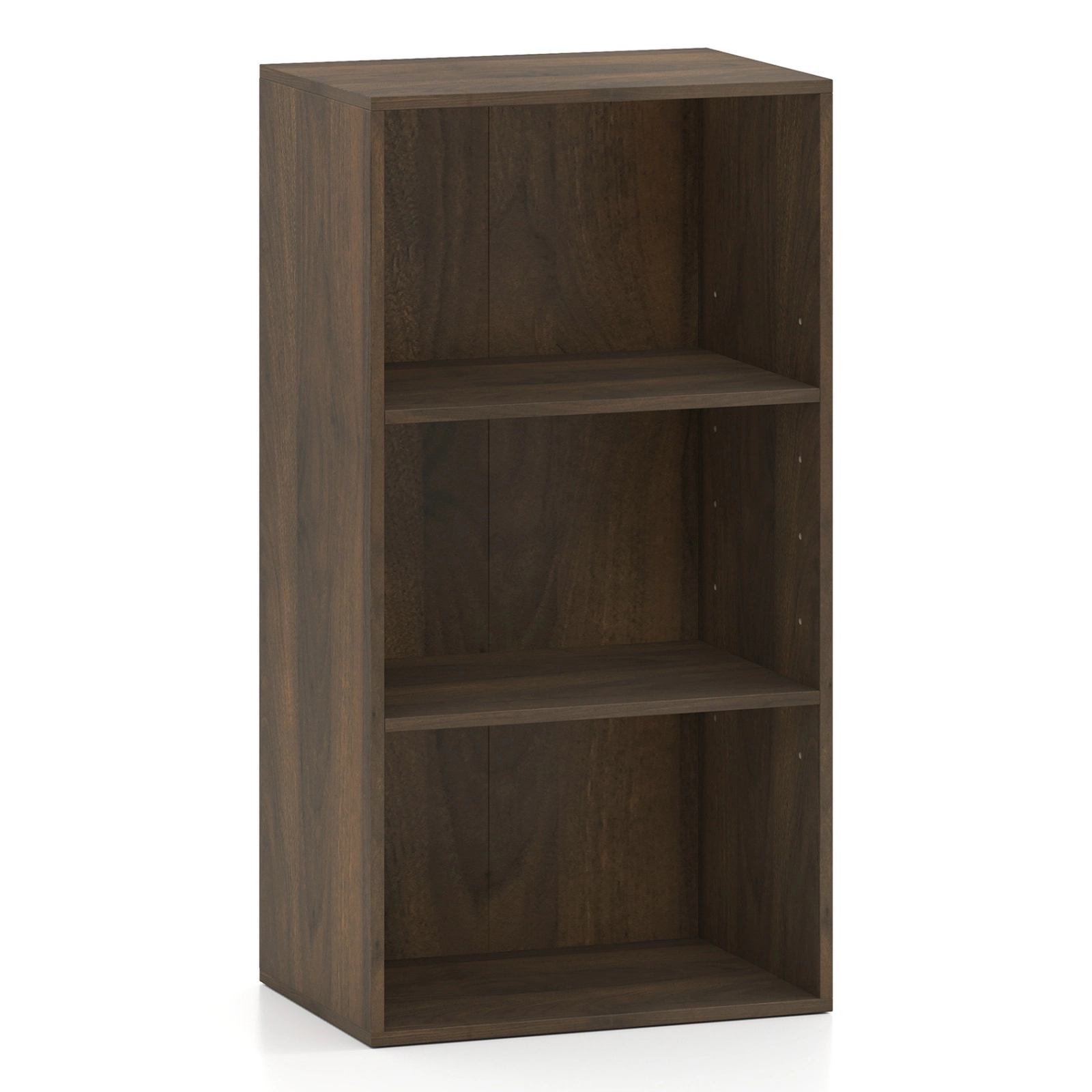 SUGIFT 3-Tier Rustic Brown 31-in Tall Small Open Bookshelf with 2 Adjustable Shelves and Anti-Tipping Kits