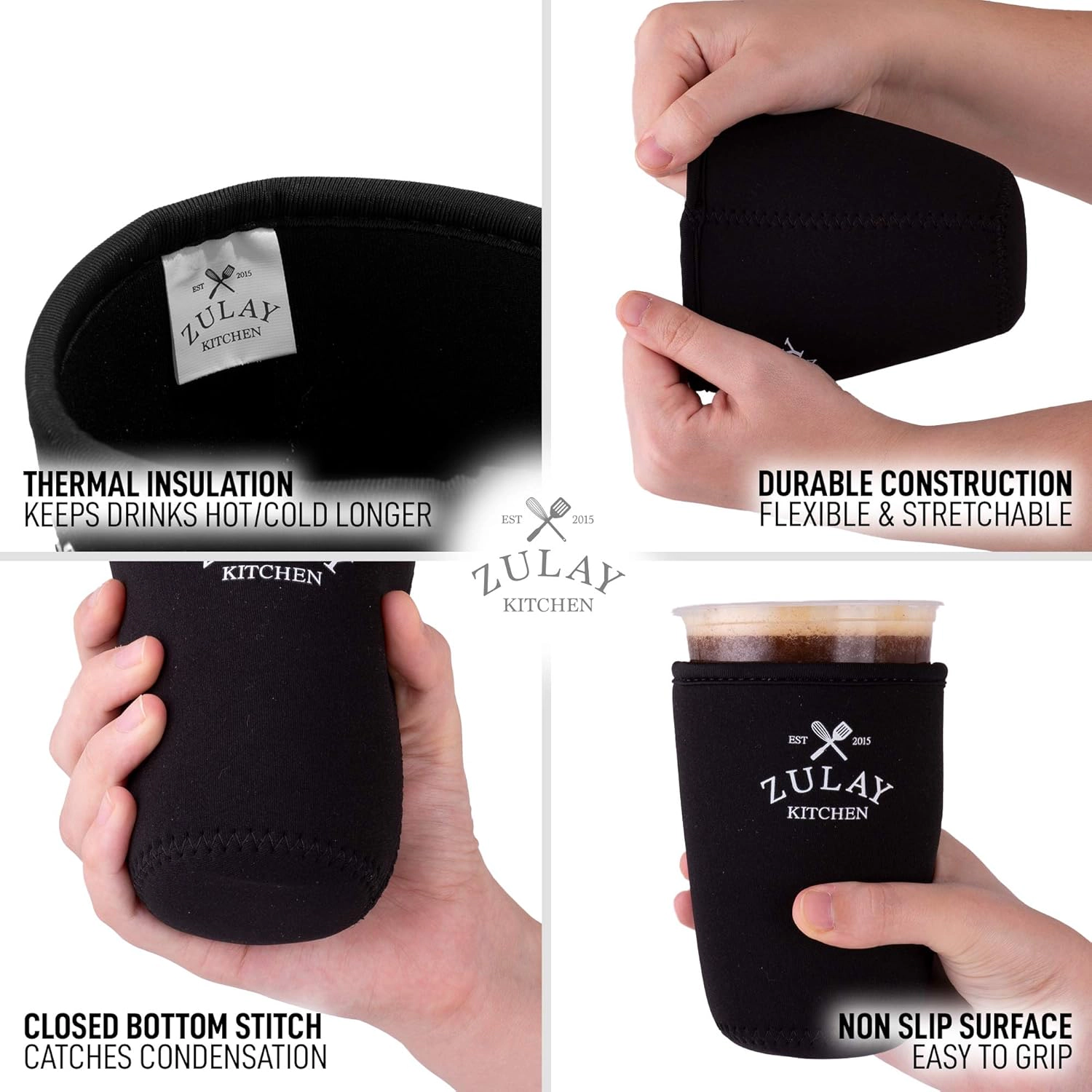 Zulay Kitchen (22oz to 24oz) Reusable Neoprene Insulator Coffee Sleeve