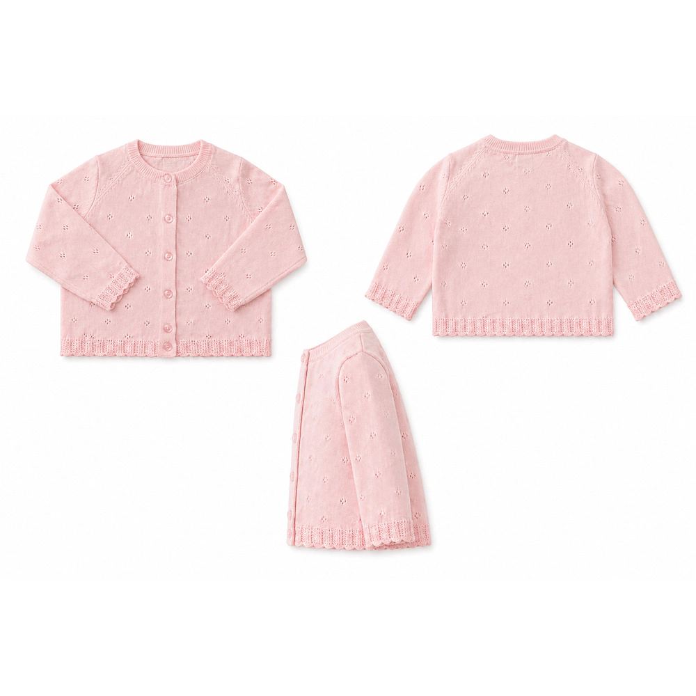 Laurenza's Toddler Girls Spring Scalloped Pointelle Knit Cardigan