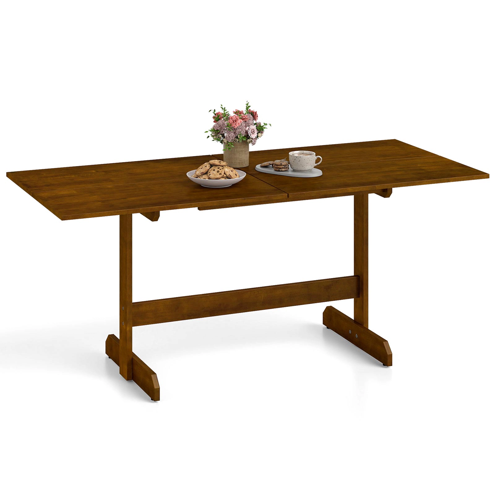 LJG 71 Inch Farmhouse Dining Table Wooden Kitchen Table for 6-8 with Rubber Wood Legs