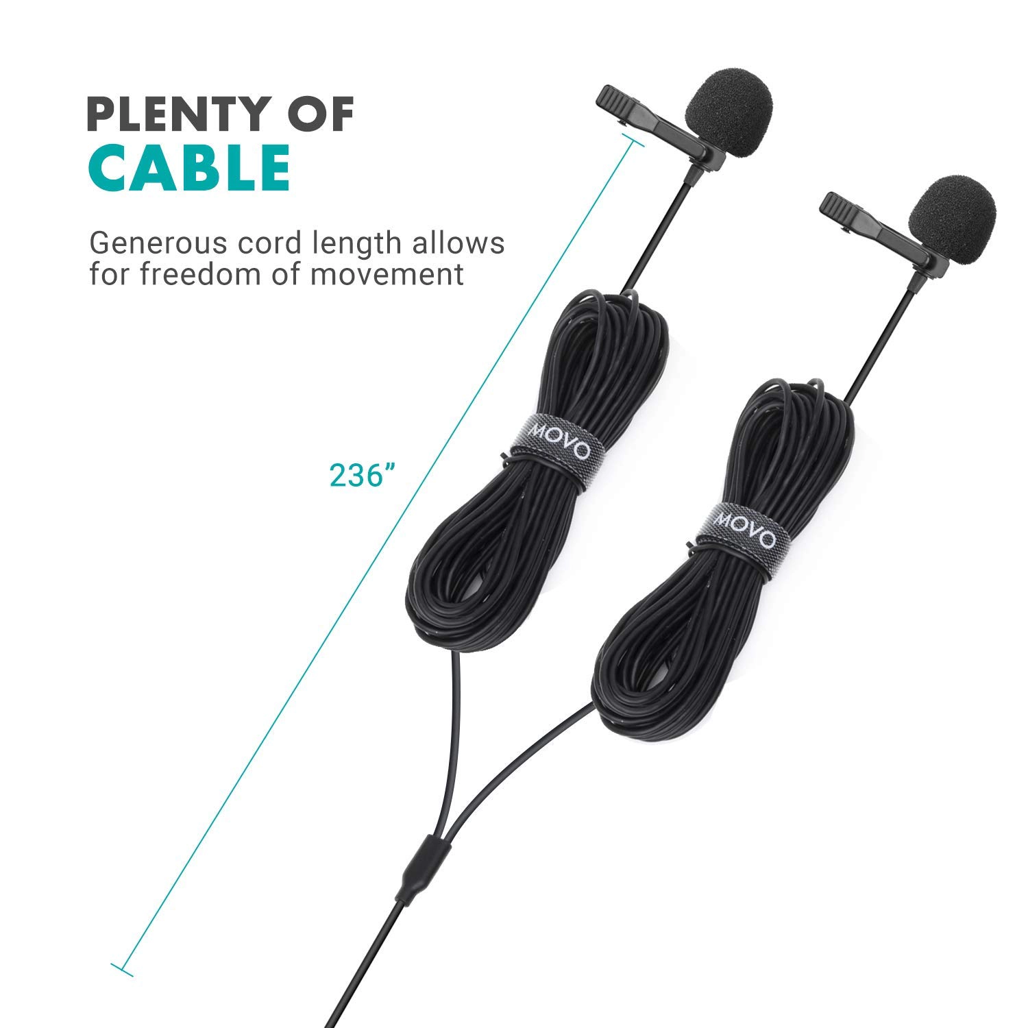 Movo uLav-L-Duo Digital Dual iPhone 15/16 Lavalier Omnidirectional Clip on Microphone with USB-C Connector Compatible