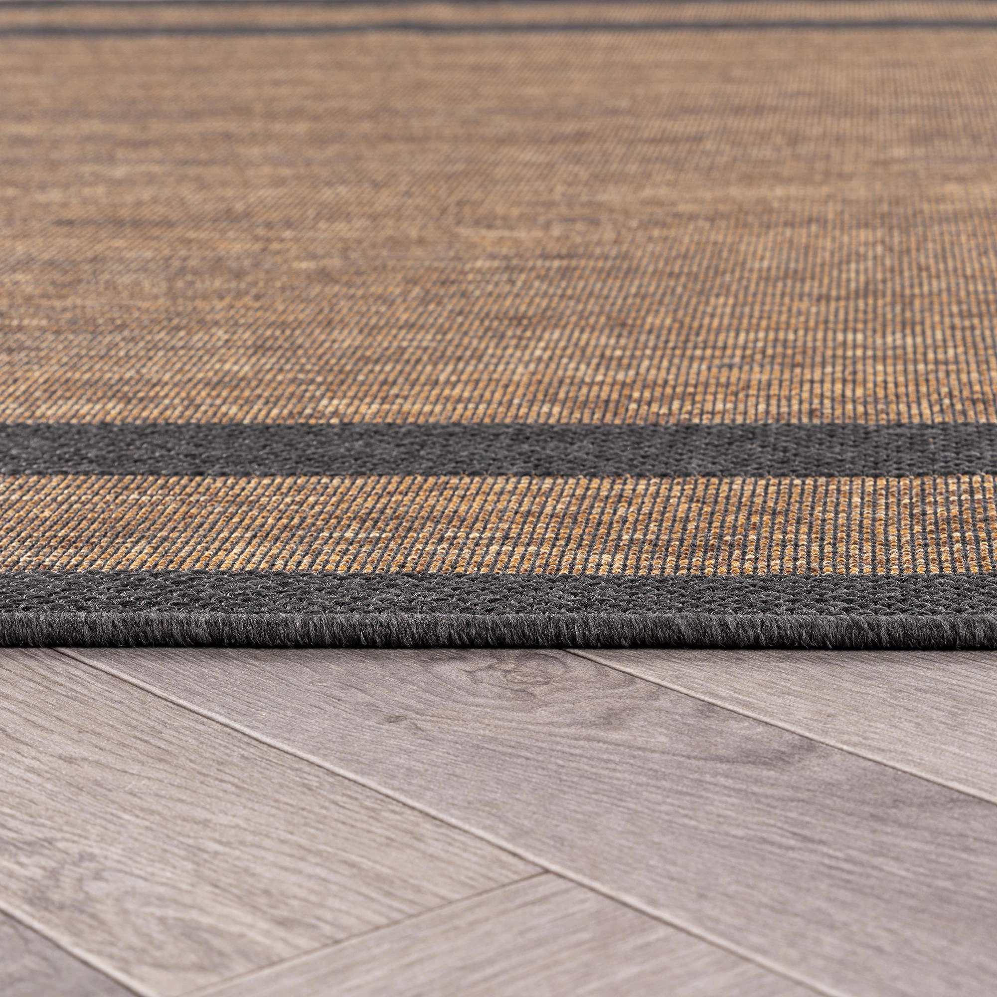 World Rug Gallery Geometric Border Indoor/Outdoor Flat Woven Area - Natural Jute-Style